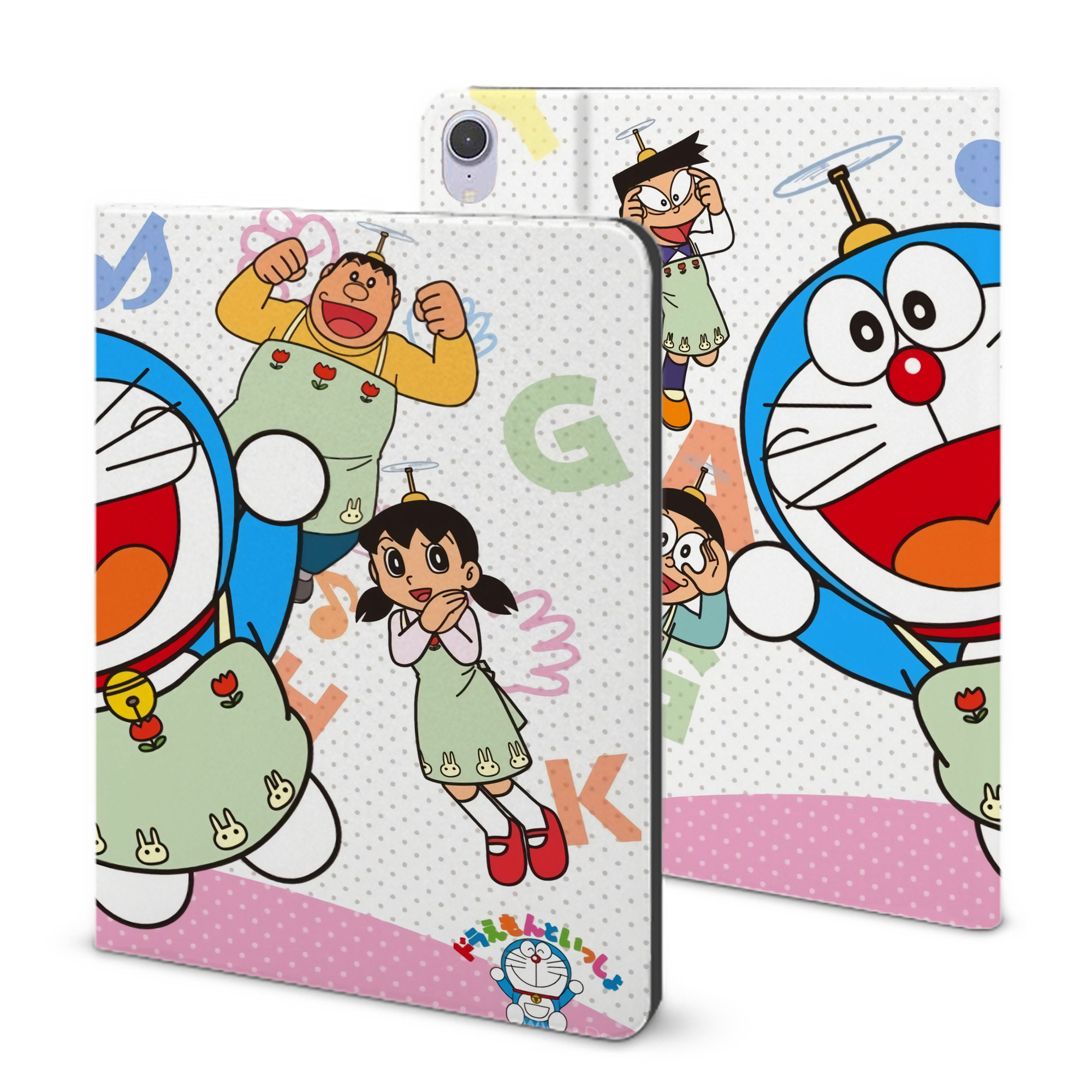 （画像用） ドラえもん Doraemon IPad ケース ブック型 PUレザー TPU 耐衝撃 軽量 薄型 ペン収納なし 全面保護 IPad 各モデル対応